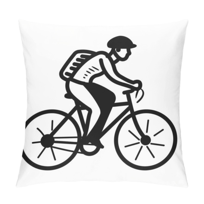 Personality  A Hand Drawn Icon Of A Bicyclist  Pillow Covers