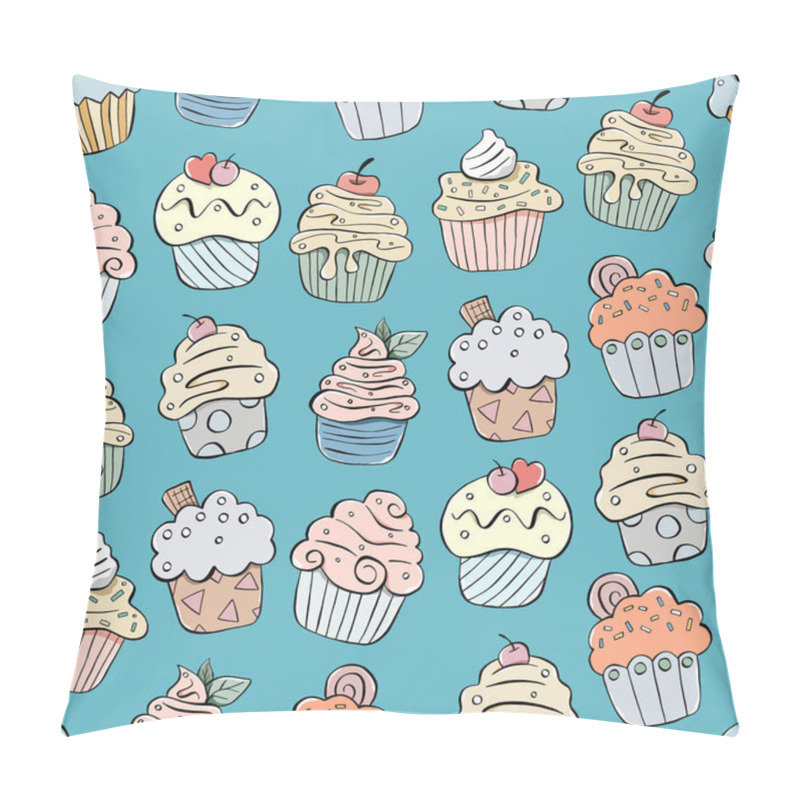 Personality  Colors Cupcake Seamless Pattern. Design For Paper, Covers, Cards, Fabrics, Background And Any. Vector Illustration About Sweets Dessert. Pillow Covers