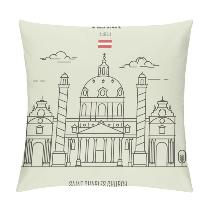 Personality  Saint Charles Church In Vienna, Austria. Landmark Icon In Linear Style Pillow Covers