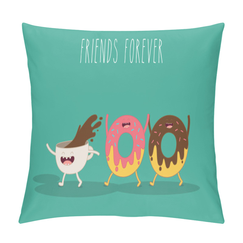 Personality  Coffee And Donuts Illustration Pillow Covers