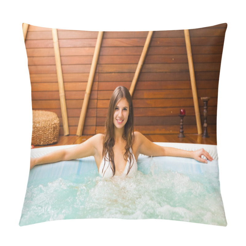 Personality  Woman Relaxing In A Whirlpool Pillow Covers