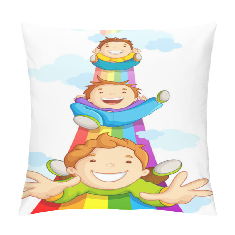 Personality  Kids SLiding On Rainbow Pillow Covers