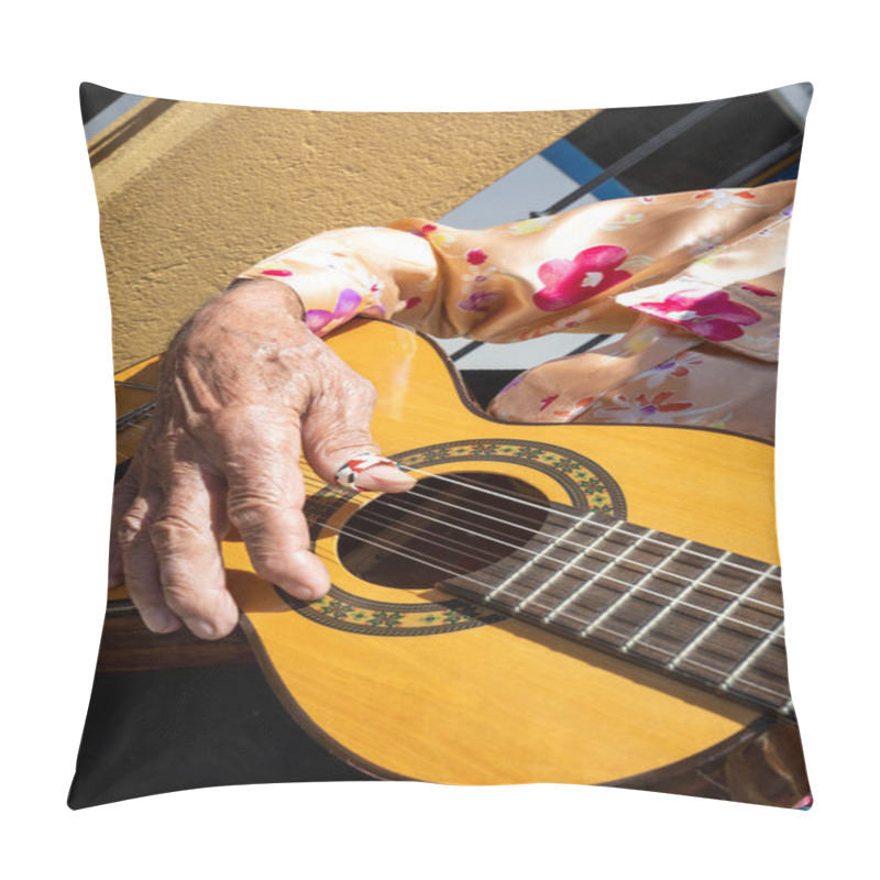 Personality  Detail Of A Gentleman Playing The Guitar During The Folia De Reis Folk Festival. Sunny Day; Colorful Clothes Pillow Covers