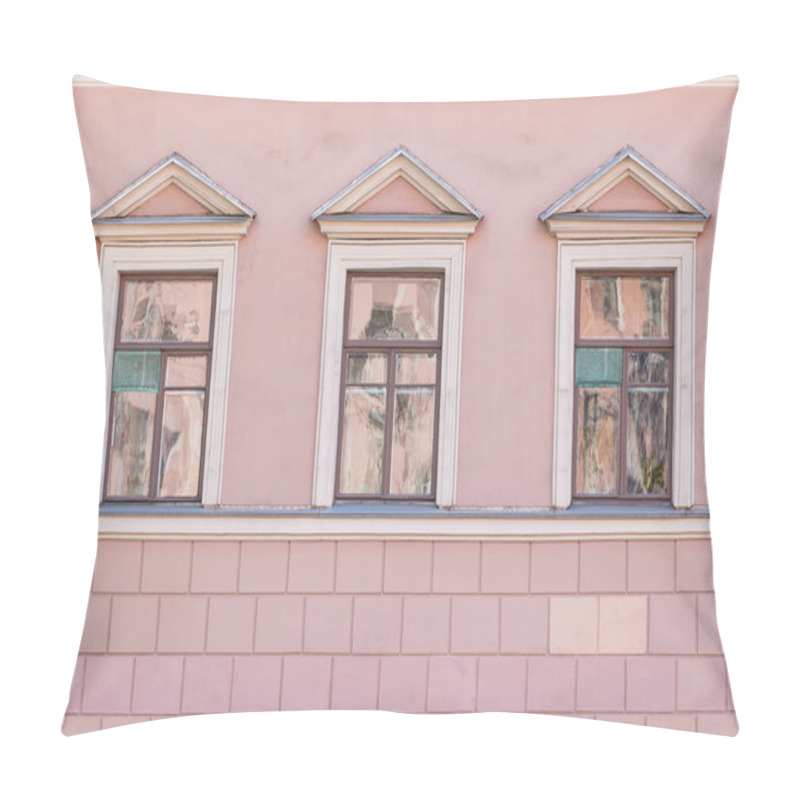 Personality  Windows In A Row On Facade Of Apartment Building Pillow Covers