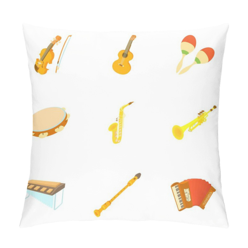 Personality  Tools For Music Icons Set, Cartoon Style Pillow Covers