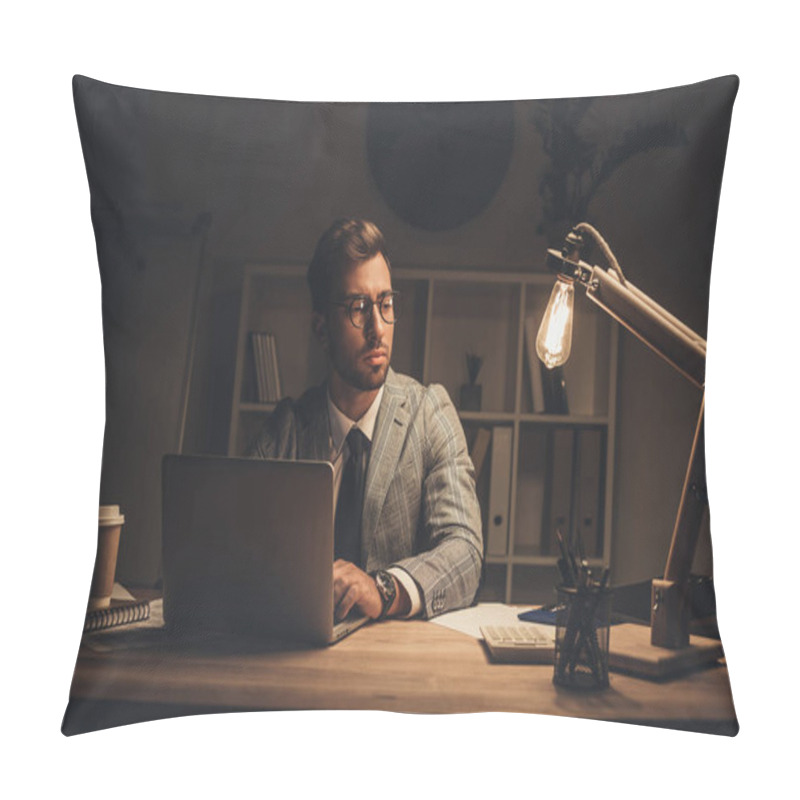 Personality  Businessman Working With Laptop Pillow Covers