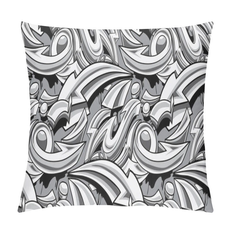 Personality  Seamless Background With Black And White Graffiti Arrows , Vector, Illustration Pillow Covers