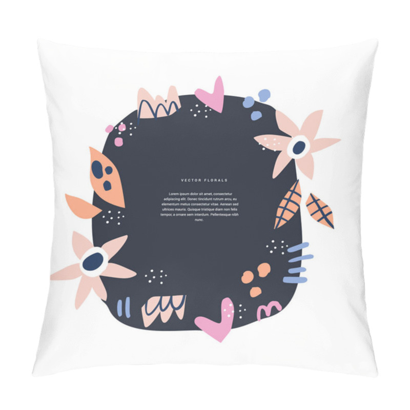 Personality  Floral Text Circle Frame Hand Drawn Flat Template Pillow Covers