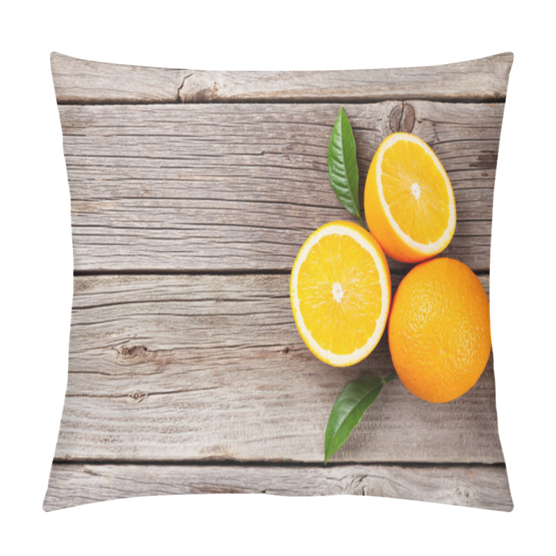 Personality  Fresh Oranges On Wooden Table Pillow Covers