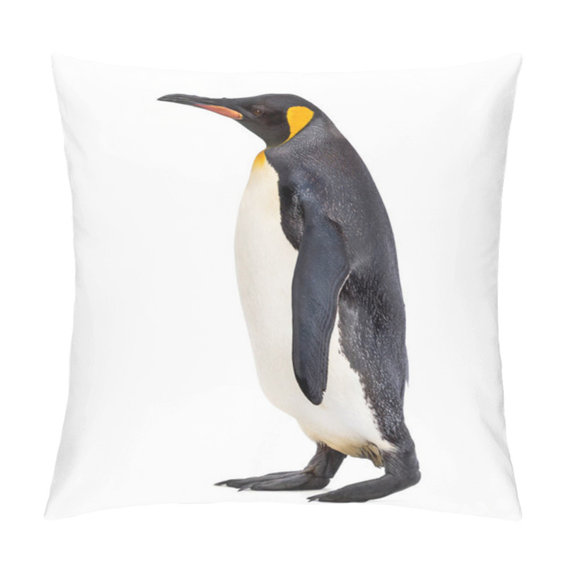 Personality  Side View Of A King Penguin Walking, Isolated On White Pillow Covers