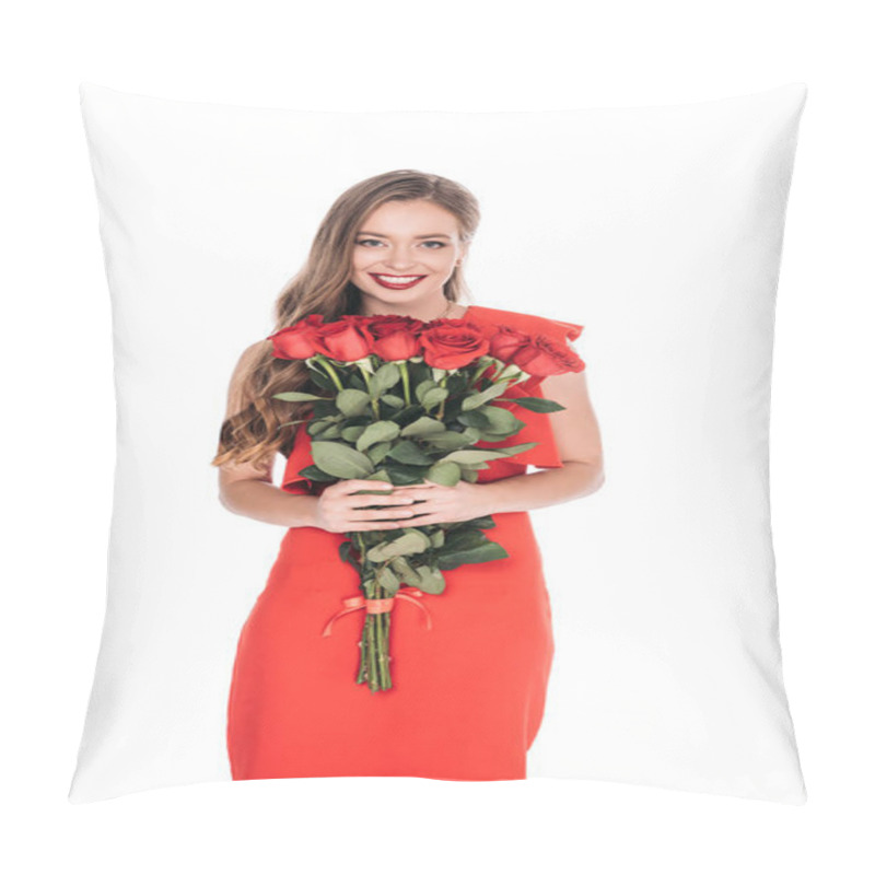 Personality  Elegant Woman With Rose Flowers  Pillow Covers