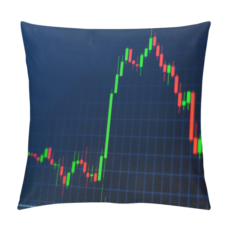 Personality  Graph Of Candle Chart Of Stock Market On Black Background On Digital Display Pillow Covers