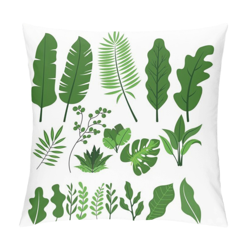 Personality  Set Collection Of Green Leaves Herbs Summer Vector Pillow Covers