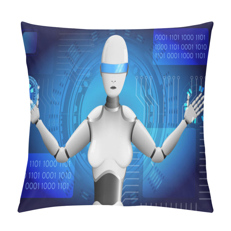 Personality  Vector Illustration Of The Robot. Pillow Covers