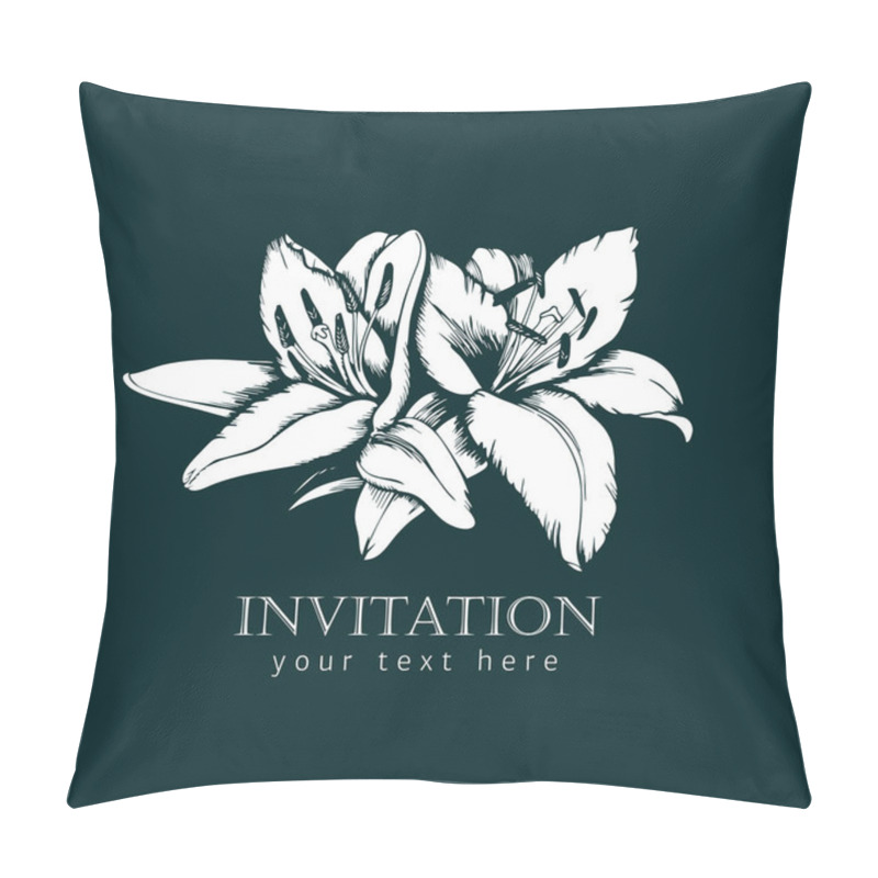 Personality  Black And White Ink Line Style Sketch Flower. Hand Painted Lilly. Pillow Covers