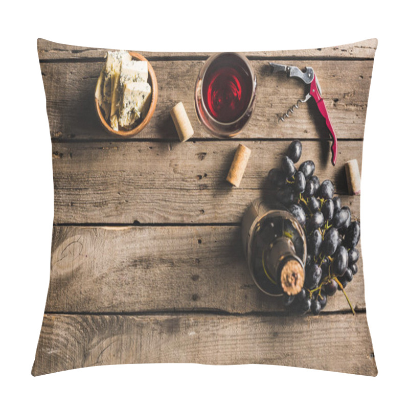 Personality  Bottle Of Wine, Wineglass And Grapes Pillow Covers