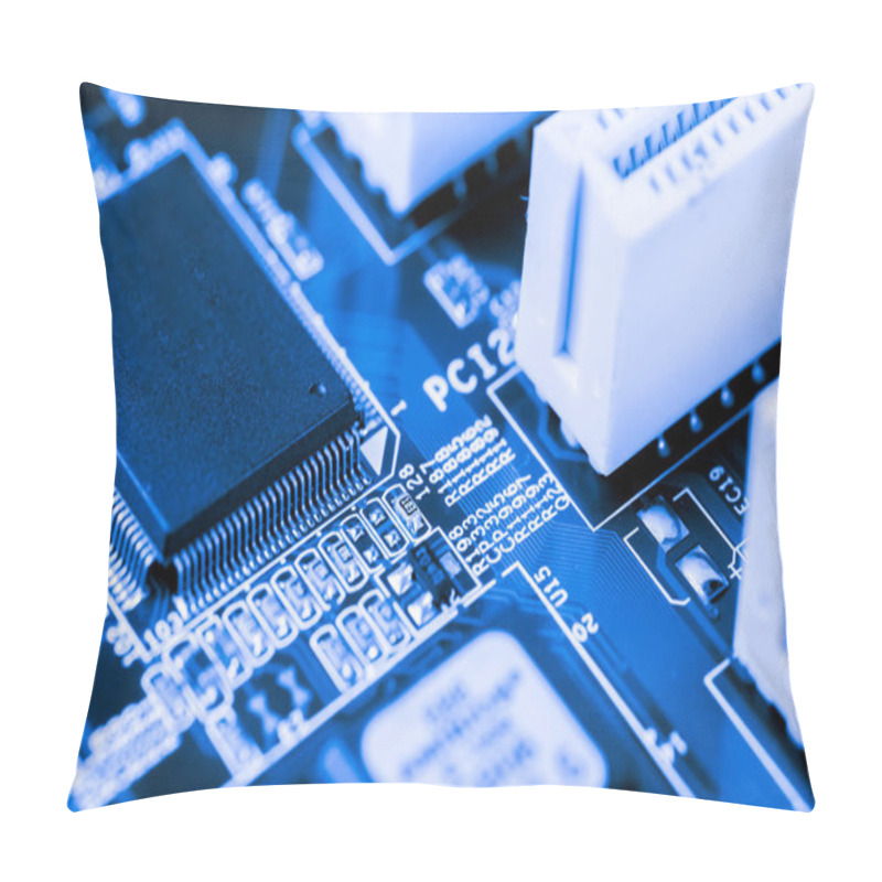 Personality  Abstract, Close Up Of Circuits Electronic On Mainboard Technology Computer Background . (logic Board,cpu Motherboard,Main Board,system Board,mobo) Pillow Covers