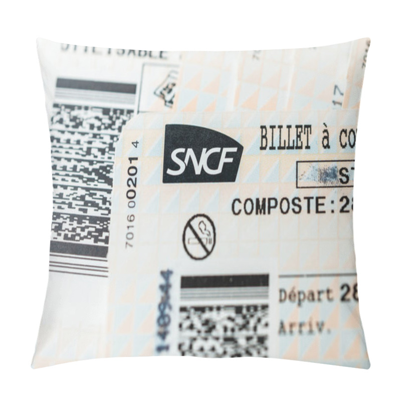 Personality  Stack Of Multiple SNCF Train Tickets Seen From Above  Pillow Covers