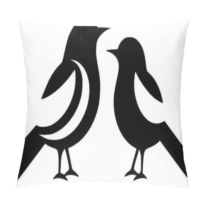 Personality  Birds - Black And White Vector Illustration Pillow Covers