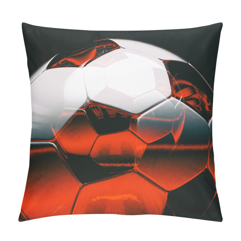 Personality  Realistic Soccer Ball On Dark Background Pillow Covers