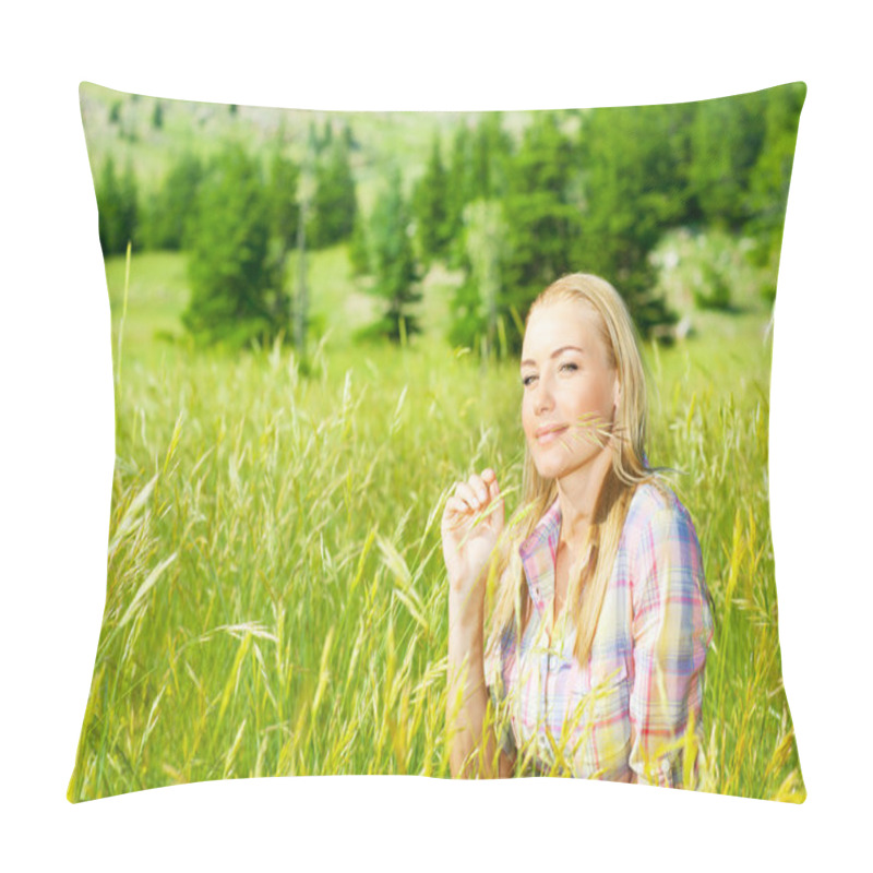 Personality  Cute Girl On Wheat Field Pillow Covers