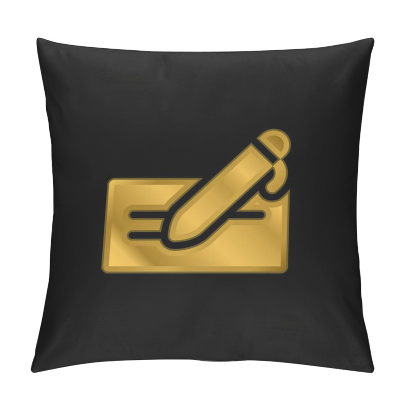 Personality  Agreement Gold Plated Metalic Icon Or Logo Vector Pillow Covers