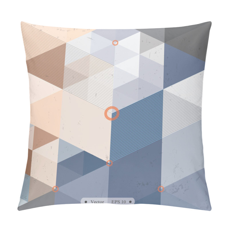 Personality  Triangles With Grunge Retro Background .Vector EPS 10 Pillow Covers