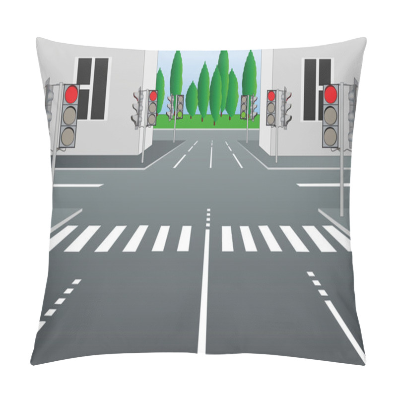 Personality  Vector Illustration Of Empty City Street Pillow Covers