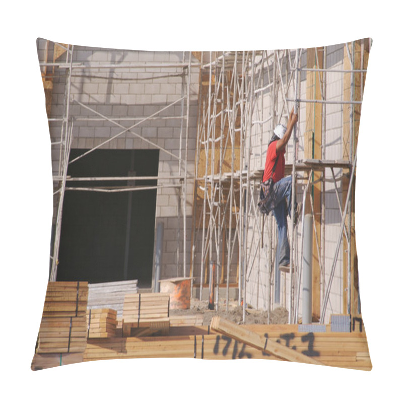 Personality  Carpenter Climbing Down Scaffolding Pillow Covers