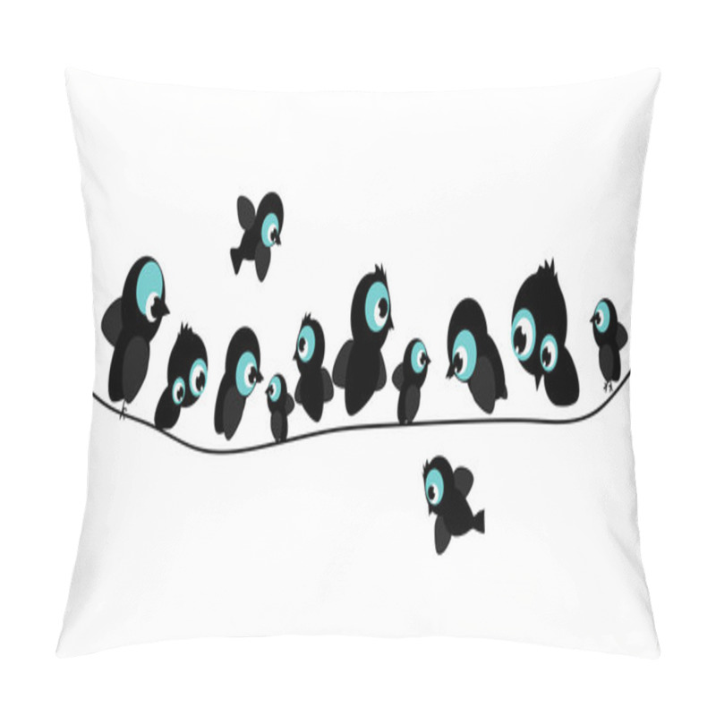 Personality  Flat Birds Sitting On Wire Pillow Covers