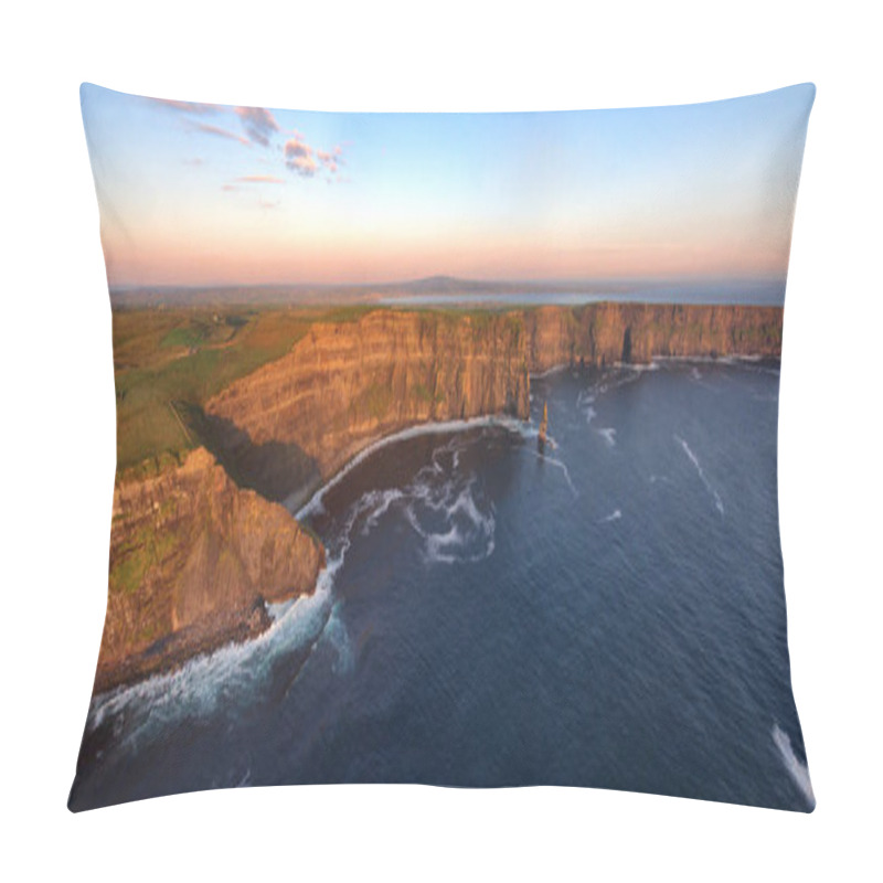 Personality  Aerial Birds Eye View From The World Famous Cliffs Of Moher In County Clare Ireland. Beautiful Irish Scenic Landscape Nature In The Rural Countryside Of Ireland Along The Wild Atlantic Way. Pillow Covers