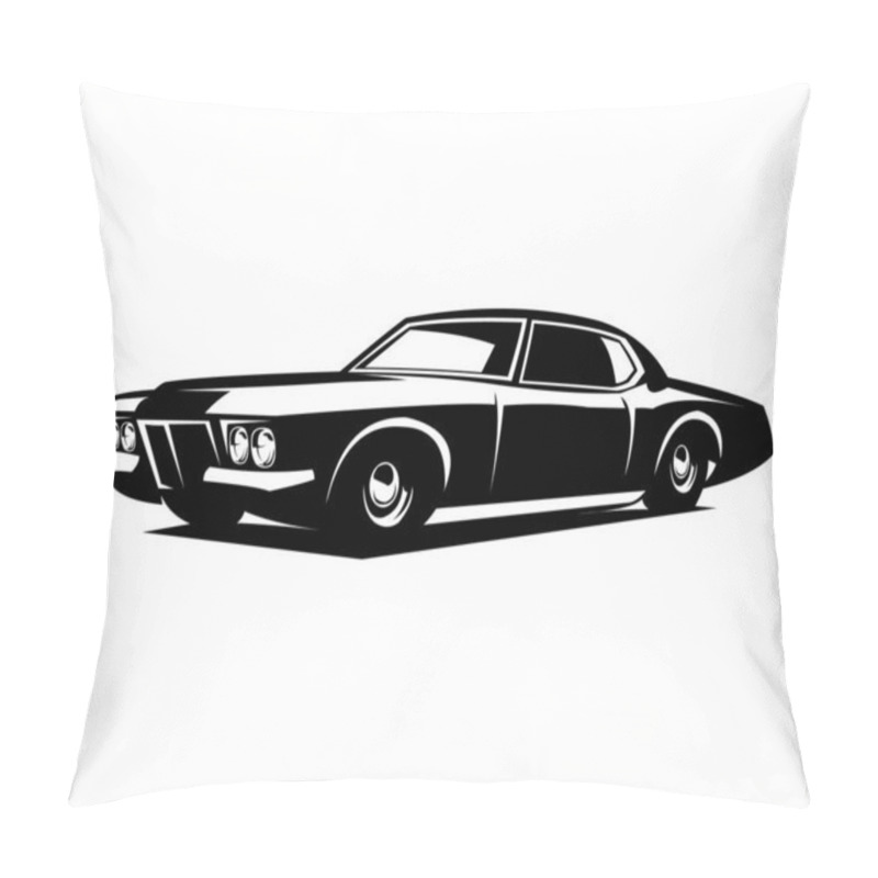 Personality  Buick Riviera Gran Sport 1971. Isolated White Background View From Side. Best For Logo, Badge, Emblem, Icon, Design Sticker And Old Car Industry. Available In Eps 10. Pillow Covers