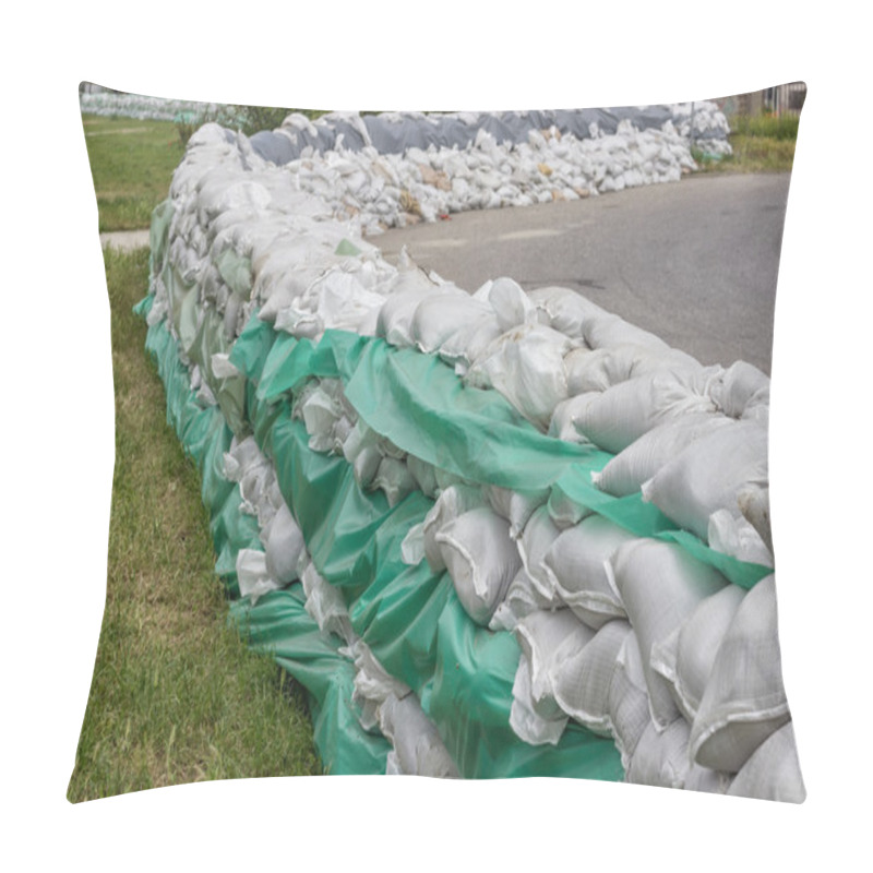 Personality  Stacked Pile Of Sandbags For Flood Defense 2 Pillow Covers