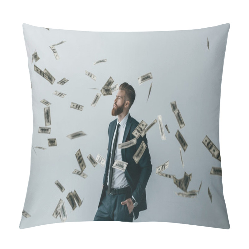 Personality  Businessman With Dollar Banknotes Pillow Covers