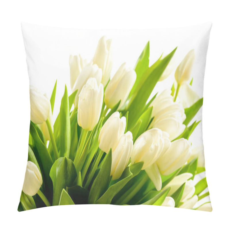 Personality  Bunch Of White Tulips Spring Flowers Pillow Covers