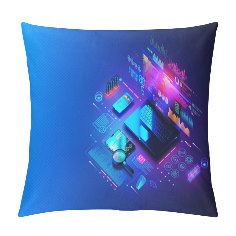 Personality  Log Management And Log Analysis - Process Of Collecting And Analyzing Data To Provide Insights For Troubleshooting And Performance Enhancement Or Security Monitoring - 3D Illustration Pillow Covers