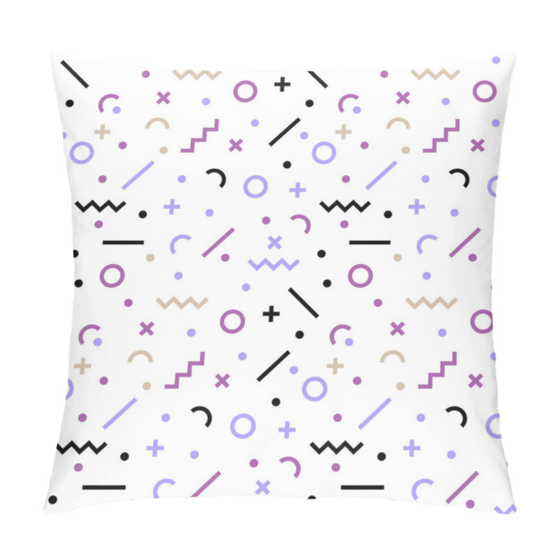 Personality  Abstract, Seamless, Flat, Geometric Pattern. Fashion Of Hipsters, Memphis Style. Retro 80s Or 90s Style For Fabric Print, Paper Print And Website Backdrop, Vector Illustration Pillow Covers