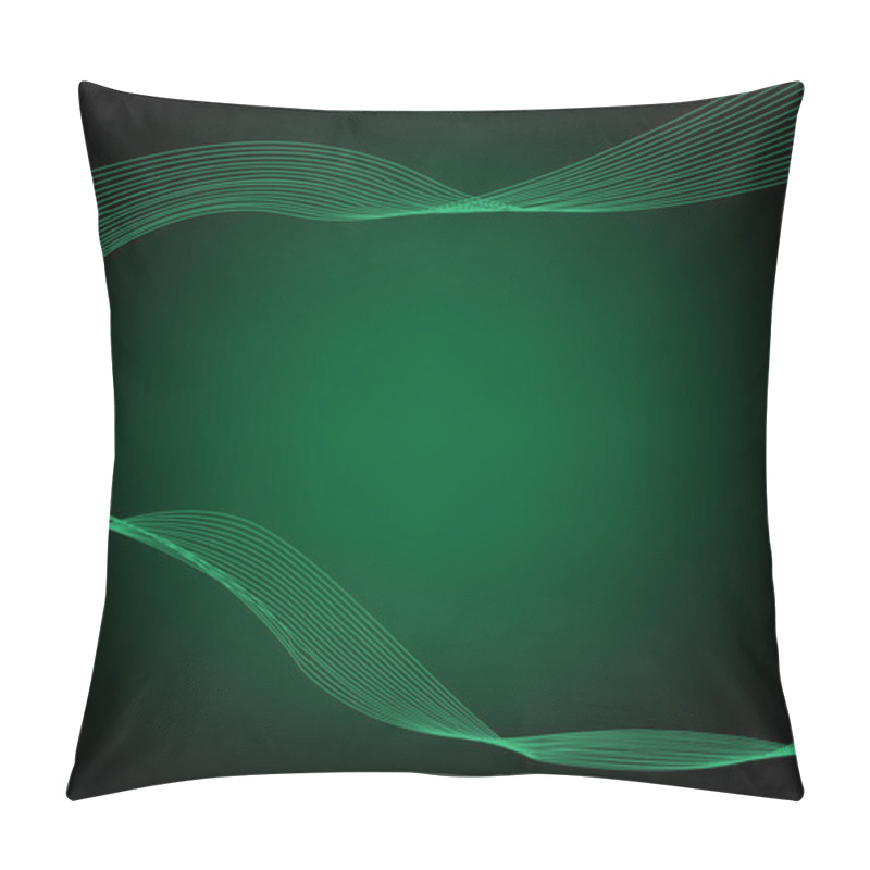 Personality  Abstract Green Wavelengths And Irregular Lines On A Dark Background. Editable Clip Art. Pillow Covers