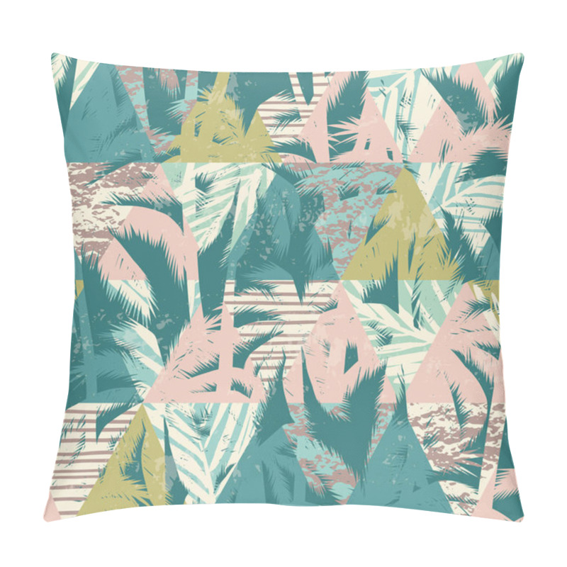 Personality  Seamless Exotic Pattern With Tropical Plants And Geometric Background. Pillow Covers