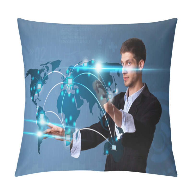 Personality  Man Pressing Modern Touch Screen Buttons Pillow Covers