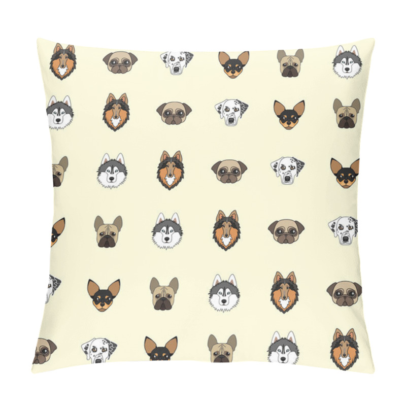 Personality  Yellow Background With Dogs Of Various Breeds Pillow Covers