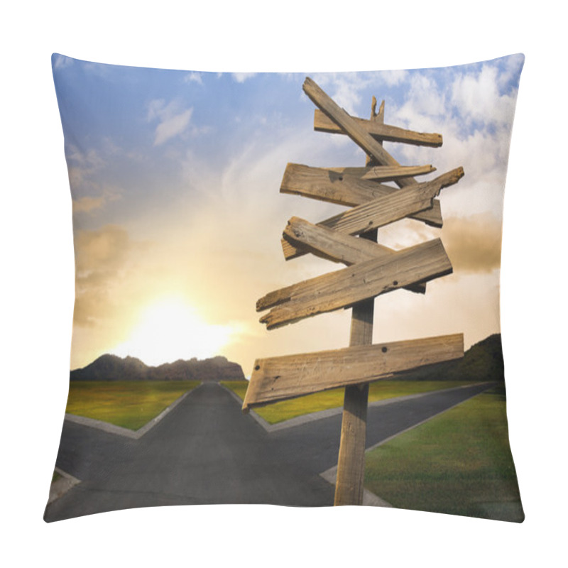 Personality  Crossroads With Confusing Directional Arrow Sign Pillow Covers