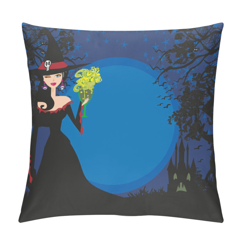 Personality  Cute Witch On A Party Pillow Covers