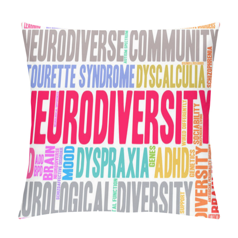 Personality  Neurodiversity Word Cloud On A White Background.  Pillow Covers