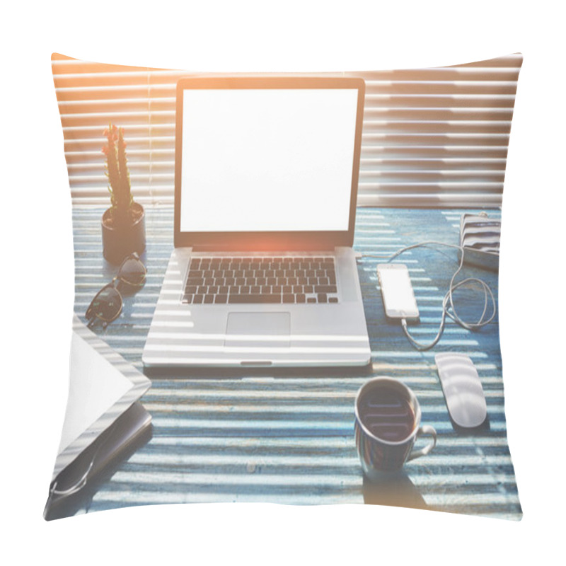 Personality  Mock Up Of Modern Desktop With Work Tools Pillow Covers