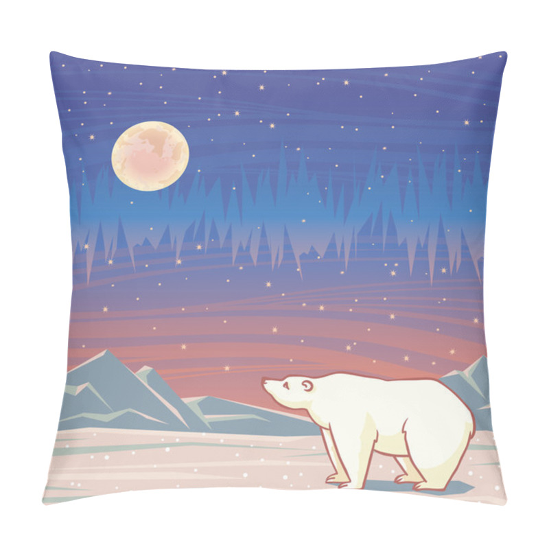 Personality  Polar Bear And Northern Lights. Pillow Covers