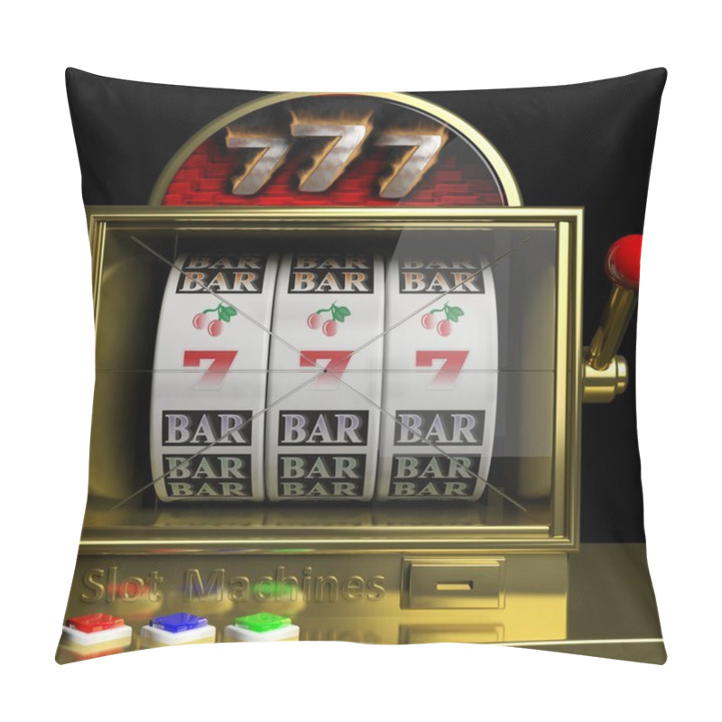 Personality  Gold Slot Fruit Machine With 777 And Cherries Winning Pillow Covers