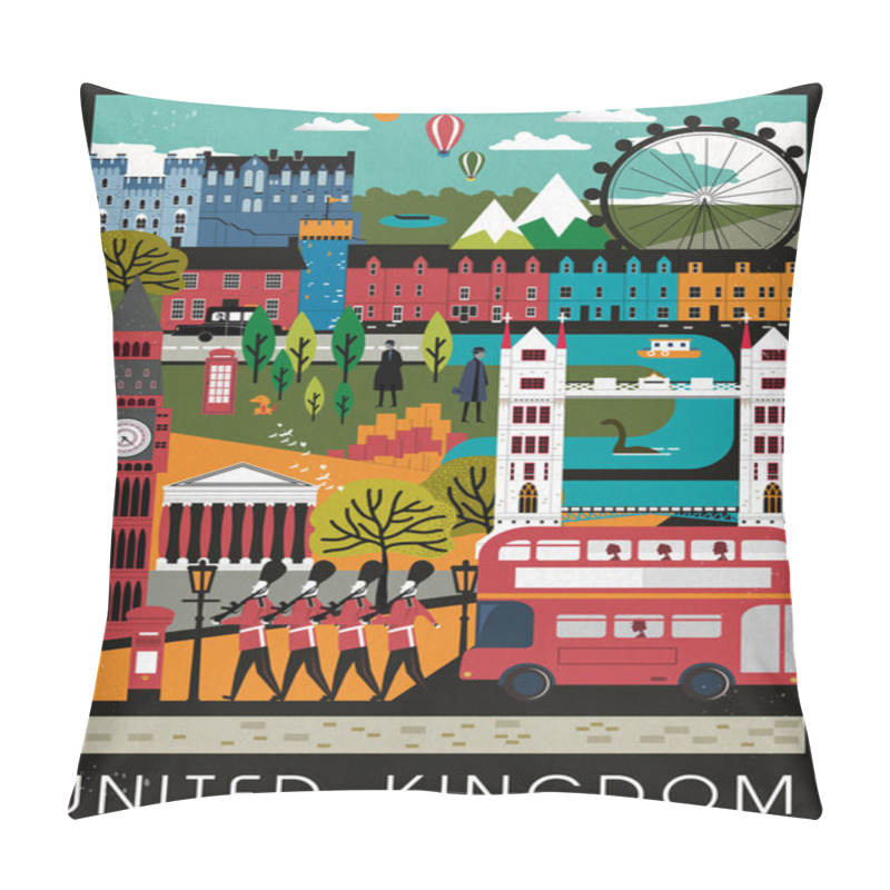 Personality  Eye-catching United Kingdom Travel Poster Pillow Covers