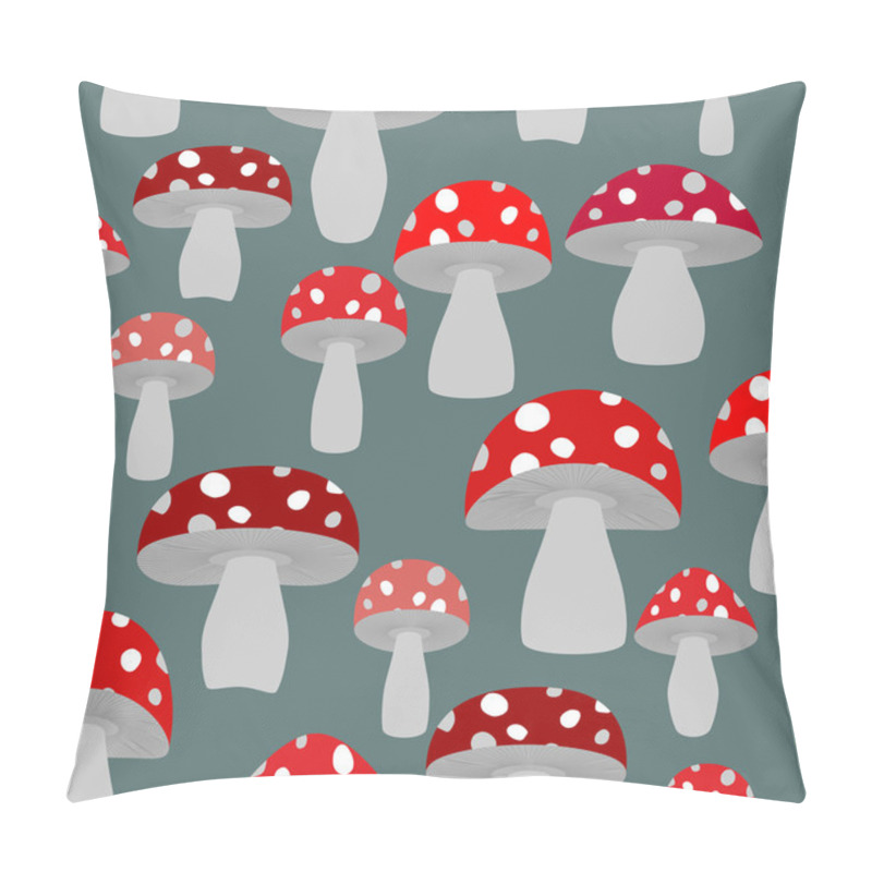 Personality  Mushroom Seamless Pattern. Vector Background Of Fly Agaric. Vint Pillow Covers