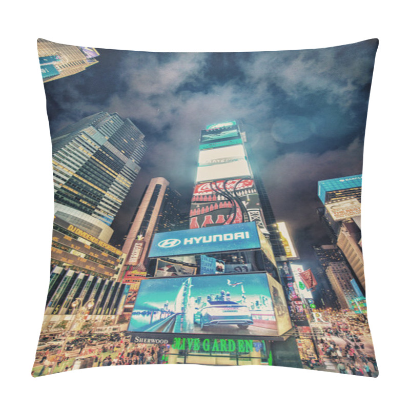 Personality  Times Square Ads And Lights At Night. Pillow Covers